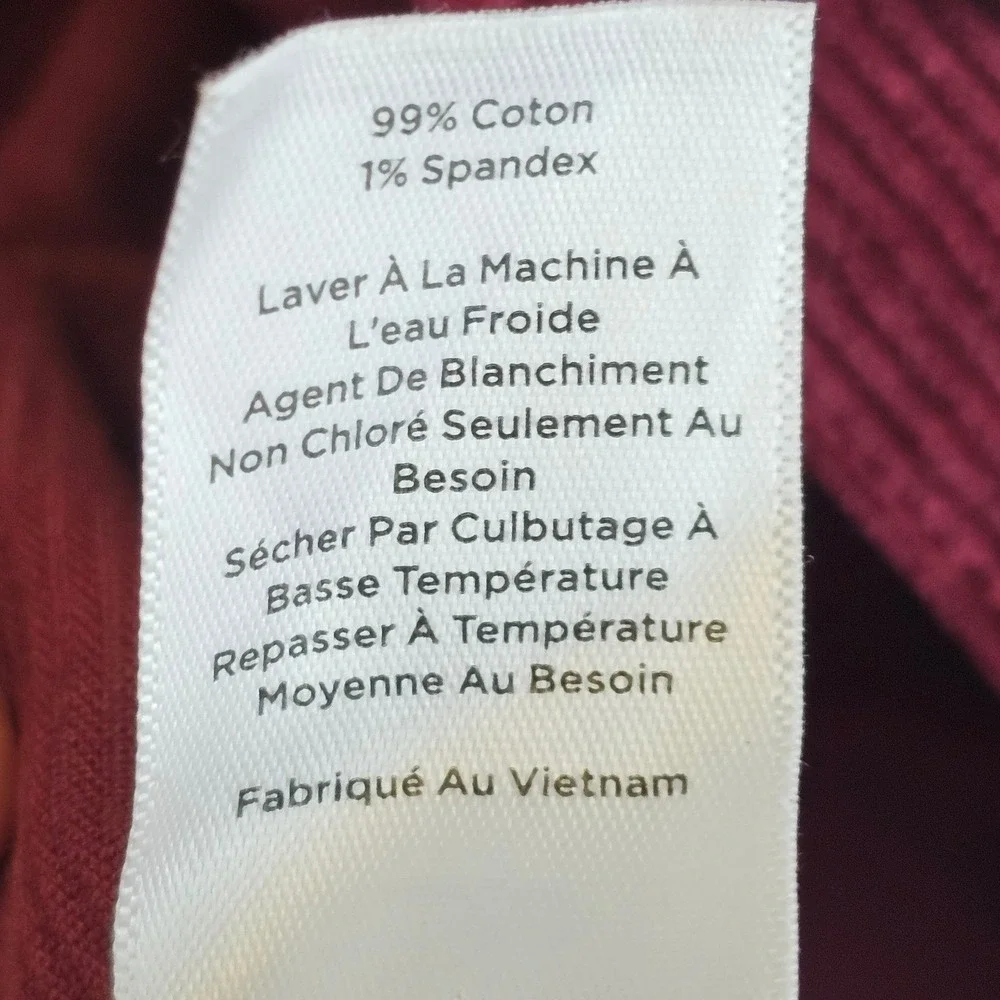 Talbots Corduroy Jacket Womens L Wine Maroon Button Front Classic Casual Trucker